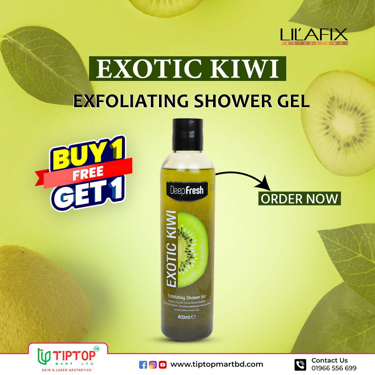 Deep Fresh Exfoliating Shower Gel – Exotic Kiwi (Buy 1 Get 1 Free)