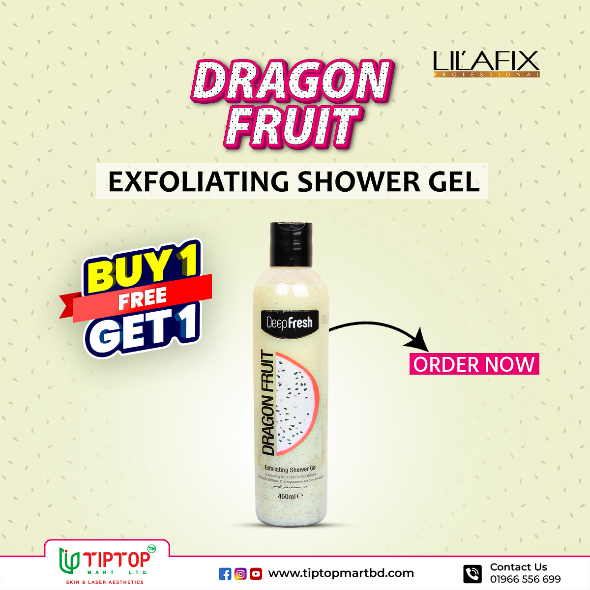 Deep Fresh Exfoliating Shower Gel – Dragon Fruit (Buy 1 Get 1 Free)